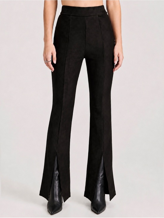 Commando Pants - Commando Faux Suede High Waist Front Split Flare Pants Size Small